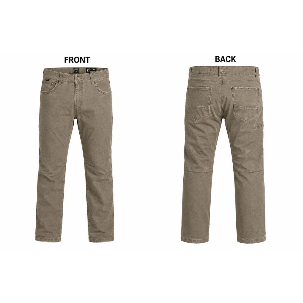 Kuhl Rydr Pants Mens 38x32 Khaki Brown Cotton Canvas Workwear Articulated Knee